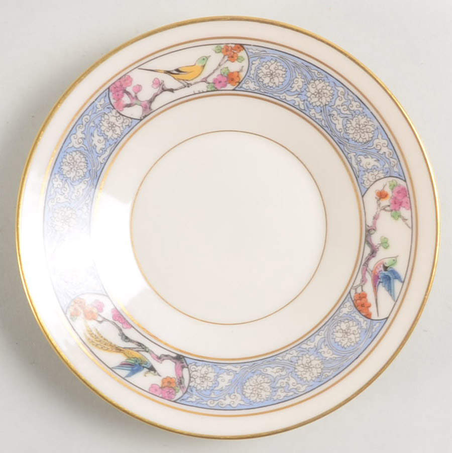Ming-Birds (Older, Cream, Black Green Stamp) Saucer for Flat Cup by Lenox-1