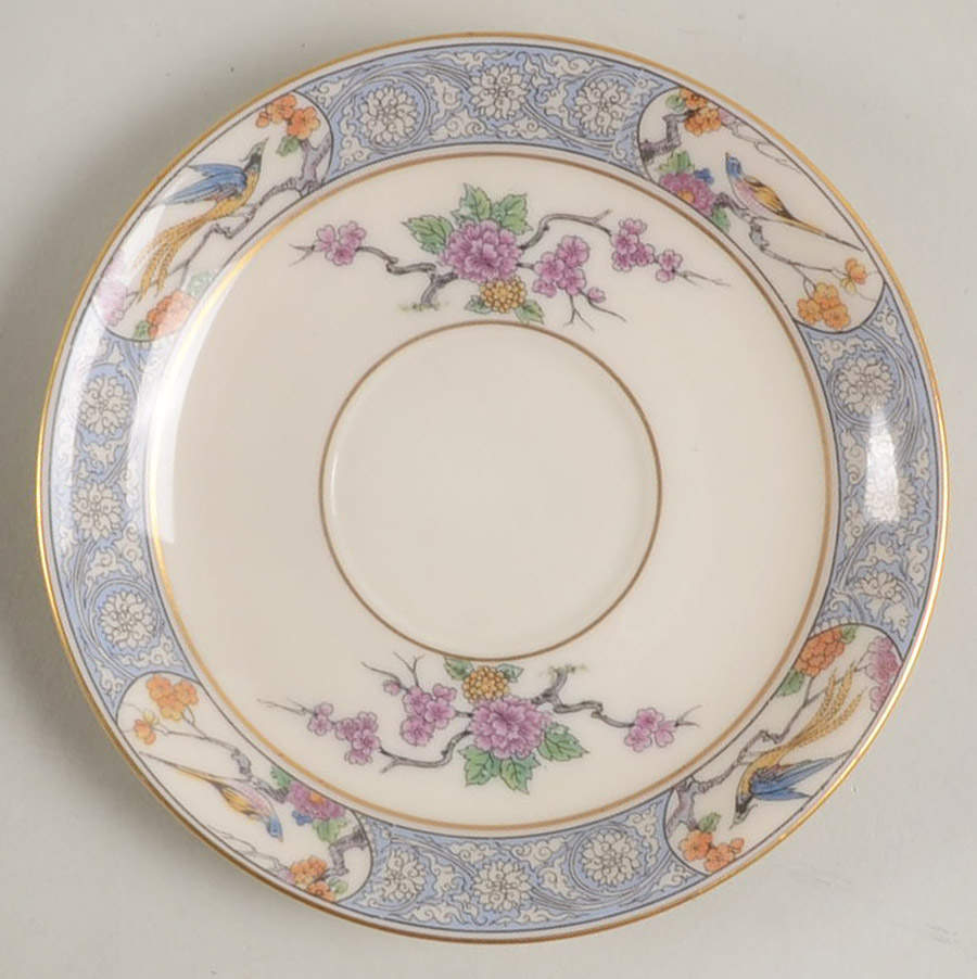 Ming-Birds (Older, Cream, Black Green Stamp) Saucer by Lenox-1