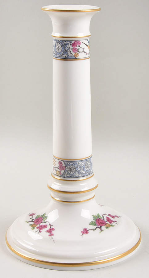 Ming-Birds (Older, Cream, Black Green Stamp) 9" Tall Candlestick by Lenox-1