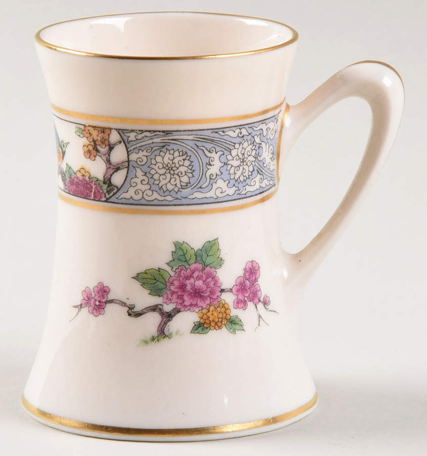 Ming-Birds (Older, Cream, Black Green Stamp) Chocolate Cup by Lenox-1