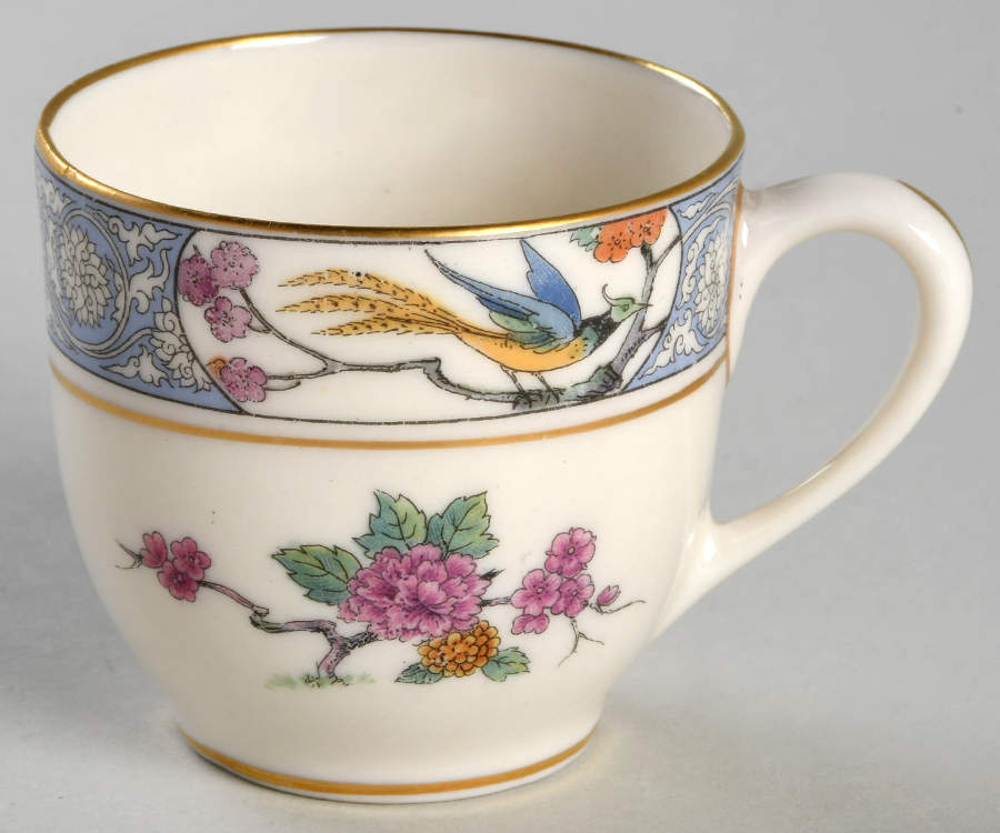 Ming-Birds (Older, Cream, Black Green Stamp) Flat Demitasse Cup by Lenox-1