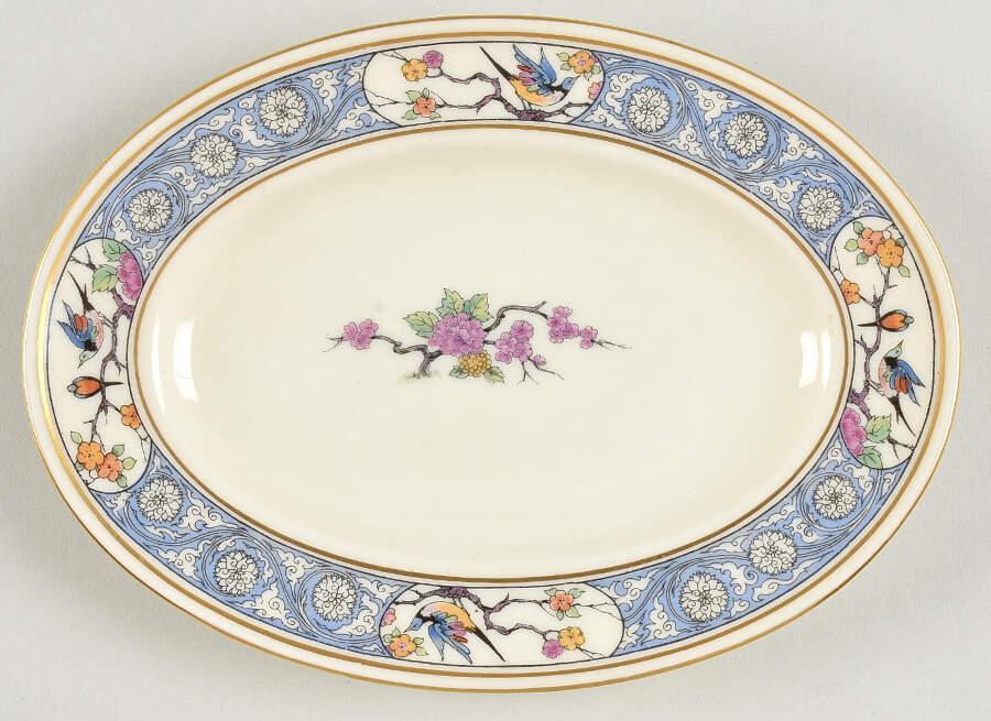 Ming-Birds (Older, Cream, Black Green Stamp) Underplate for Sauce Boat by Lenox-1