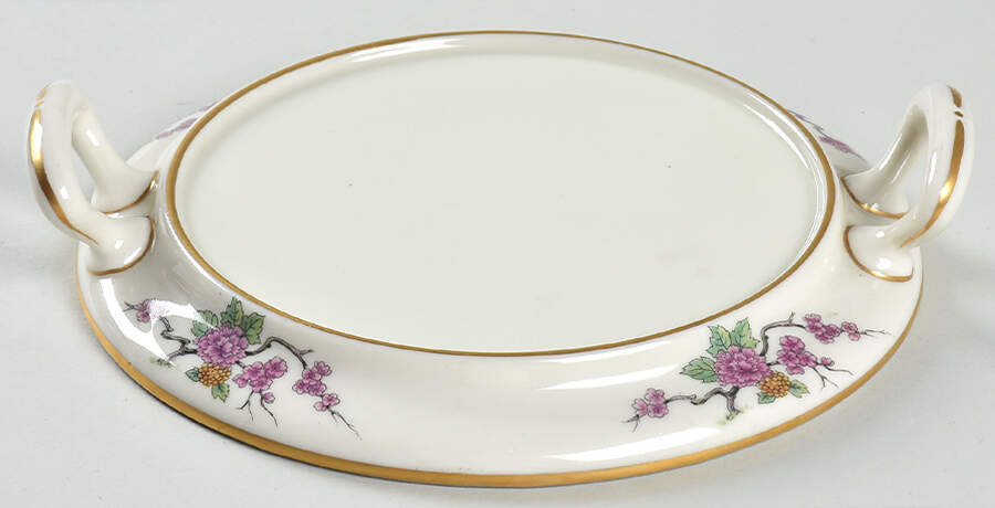 Ming-Birds (Older, Cream, Black Green Stamp) Round Cheese Dish No Lid by Lenox-1