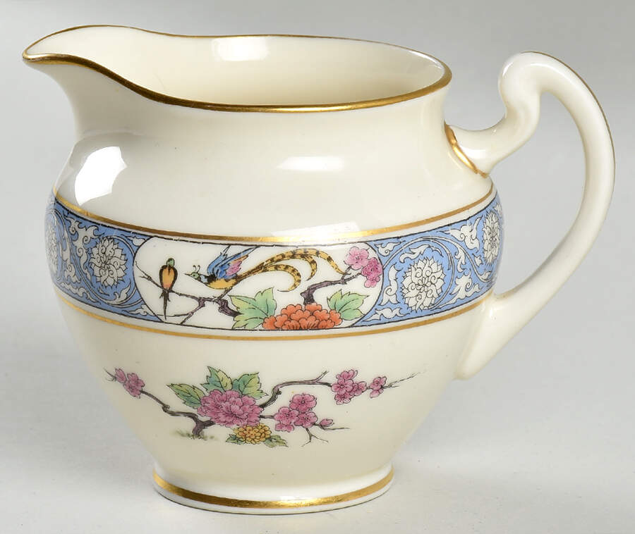 Ming-Birds (Older, Cream, Black Green Stamp) Shape 2033 Creamer by Lenox-1
