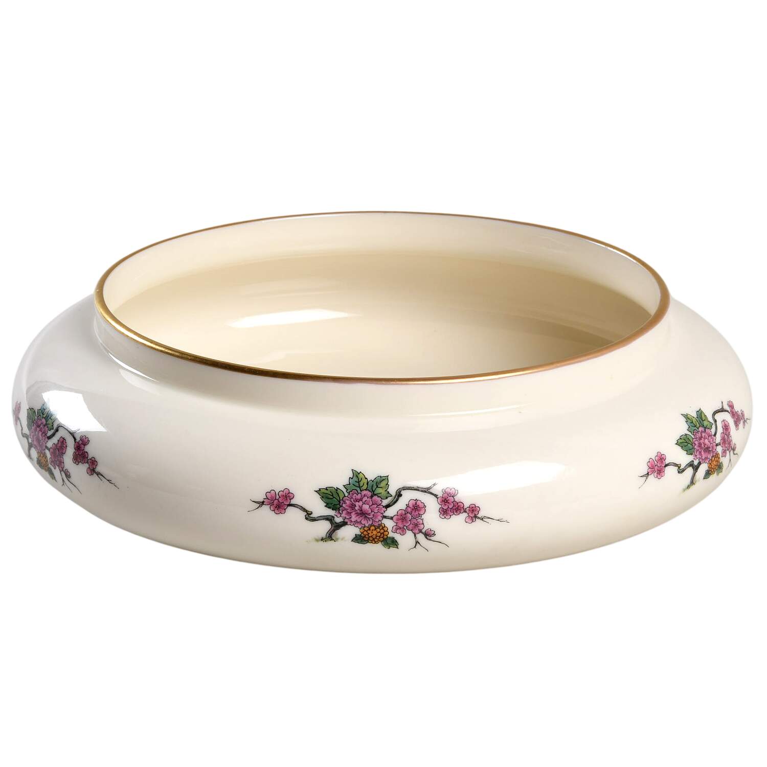 Ming-Birds (Older, Cream, Black Green Stamp) 8" Round Bon Bon No Lid by Lenox-1