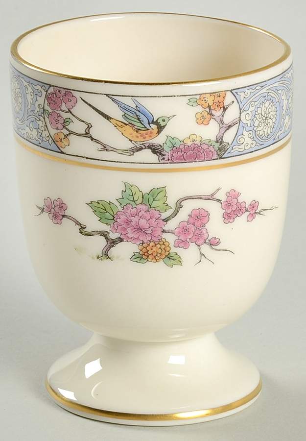 Ming-Birds (Older, Cream, Black Green Stamp) Single Egg Cup by Lenox-1