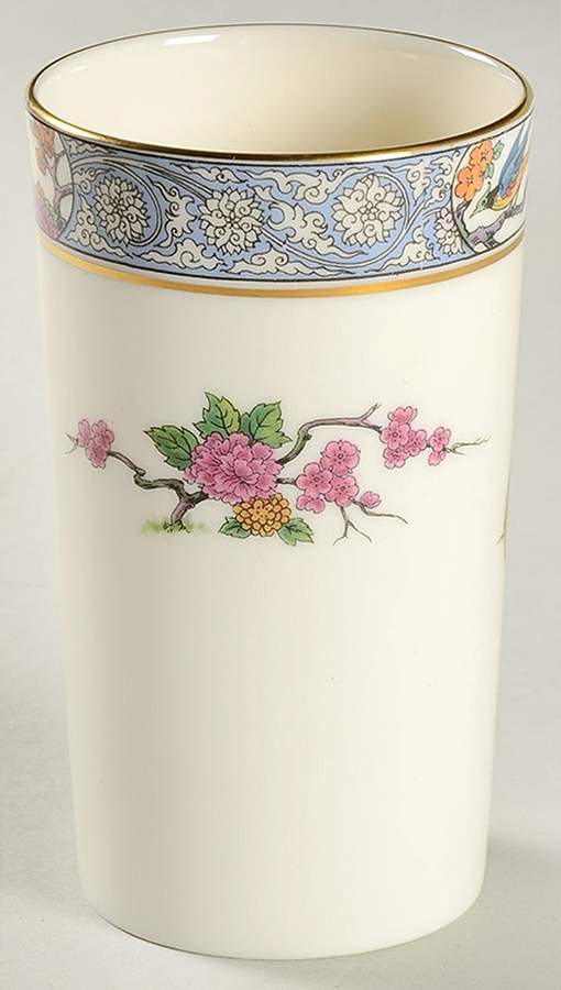 Ming-Birds (Older, Cream, Black Green Stamp) Tall China Tumbler by Lenox-1