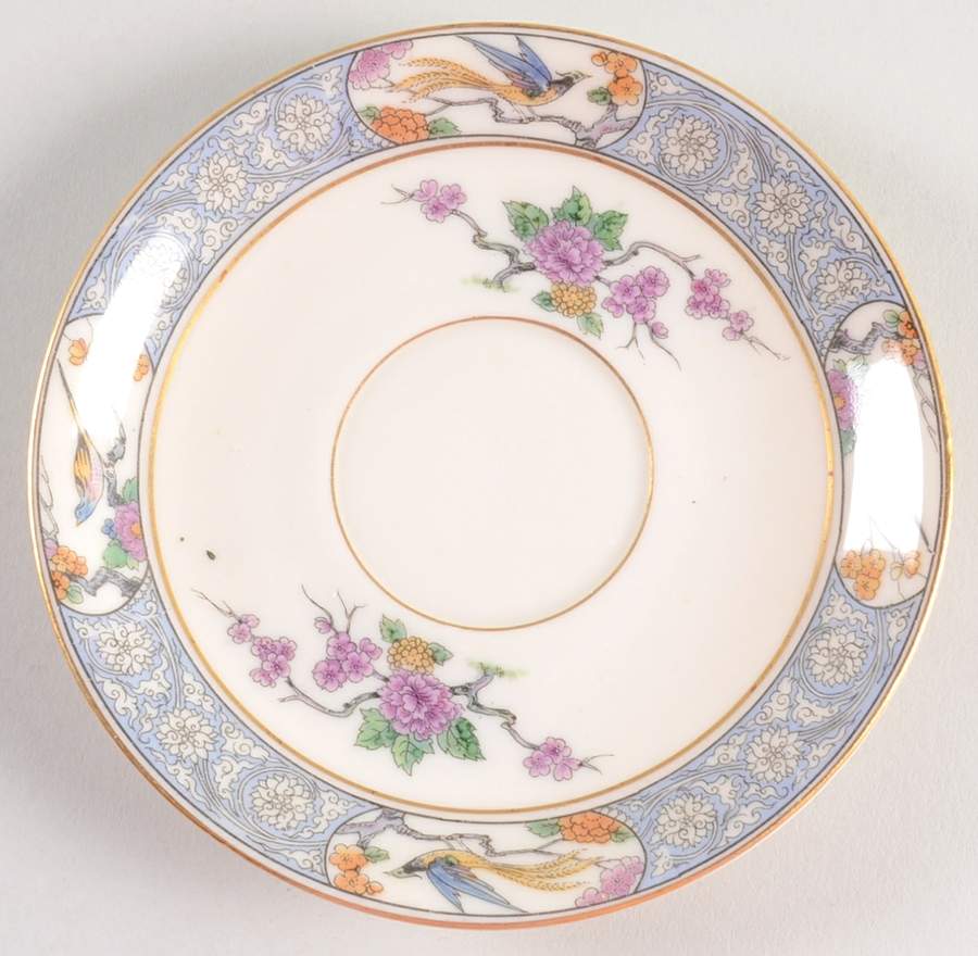 Ming-Birds (Older, Cream, Black Green Stamp) Saucer for Flat Cup by Lenox-1