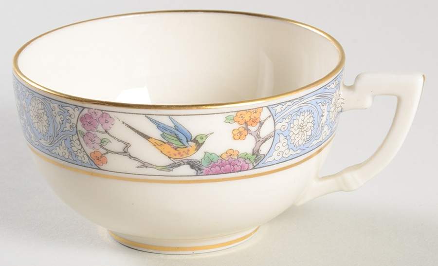 Ming-Birds (Older, Cream, Black Green Stamp) Flat Cup by Lenox-1