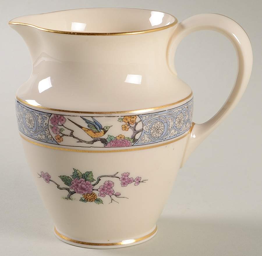 Ming-Birds (Older, Cream, Black Green Stamp) 16 Oz Jug by Lenox-1