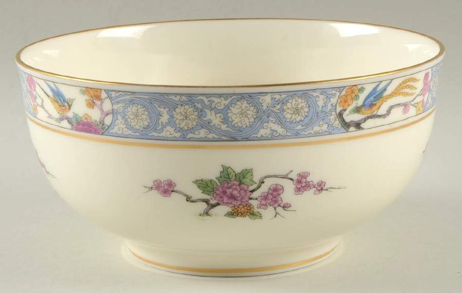 Ming-Birds (Older, Cream, Black Green Stamp) 6" Round Bowl by Lenox-1