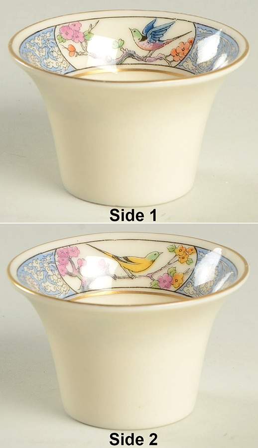 Ming-Birds (Older, Cream, Black Green Stamp) Oyster Cocktail Sauce Cup by Lenox-1