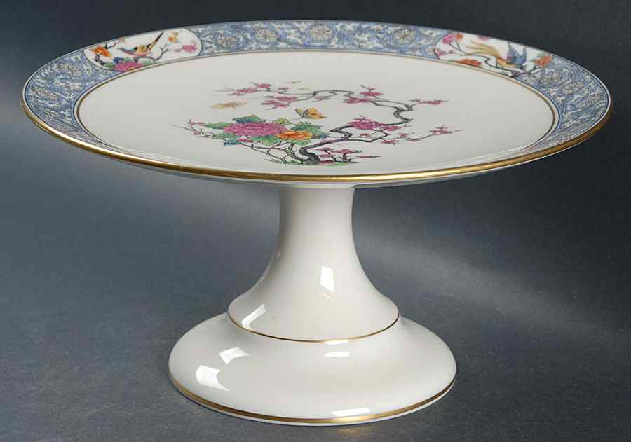 Ming-Birds (Older, Cream, Black Green Stamp) Round Compote (Height X Width) by Lenox-1