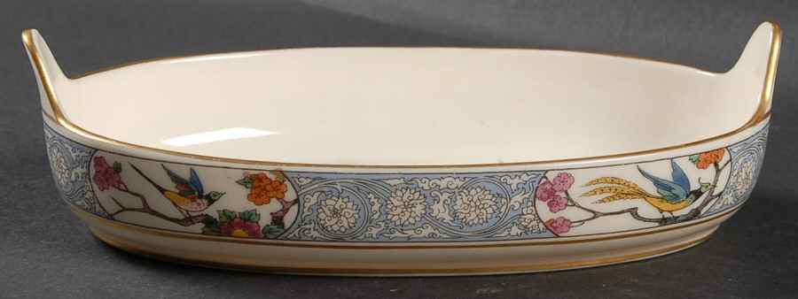 Ming-Birds (Older, Cream, Black Green Stamp) Relish by Lenox-1