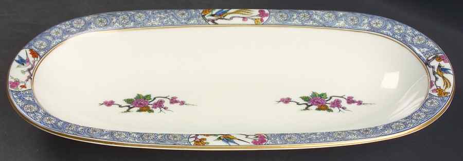 Ming-Birds (Older, Cream, Black Green Stamp) Celery by Lenox-1