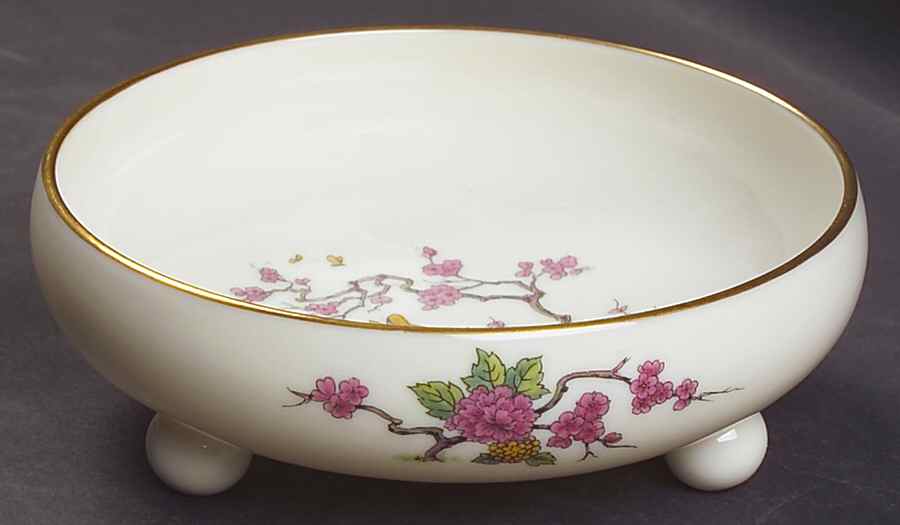 Ming-Birds (Older, Cream, Black Green Stamp) Footed Bon Bon by Lenox-1