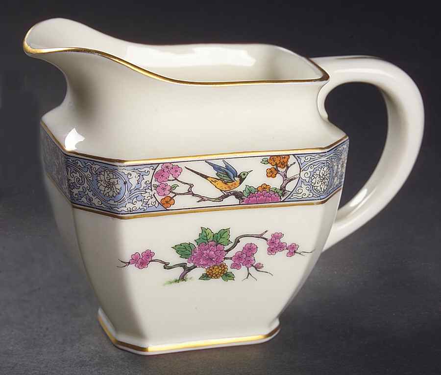 Ming-Birds (Older, Cream, Black Green Stamp) Shape 1003 Creamer by Lenox-1