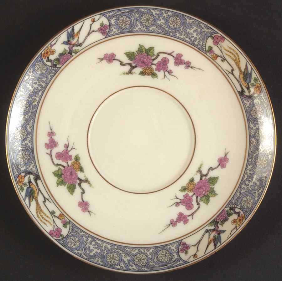 Ming-Birds (Older, Cream, Black Green Stamp) Saucer for Flat Cream Soup Bowl by Lenox-1