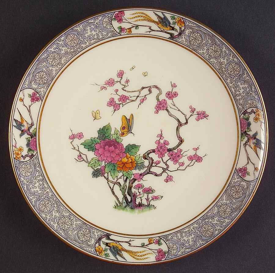 Ming-Birds (Older, Cream, Black Green Stamp) Saucer for Flat Cream Soup Bowl by Lenox-1