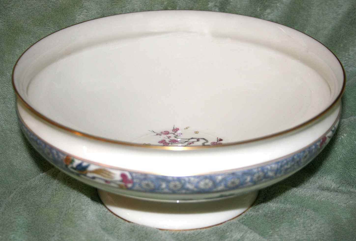Ming-Birds (Older, Cream, Black Green Stamp) Centerpiece by Lenox-1