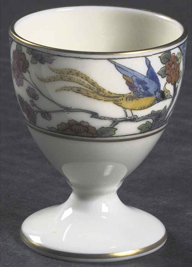 Ming-Birds (Older, Cream, Black Green Stamp) Single Egg Cup by Lenox-1