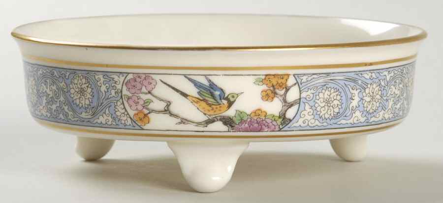Ming-Birds (Older, Cream, Black Green Stamp) Footed Nut Dish by Lenox-1