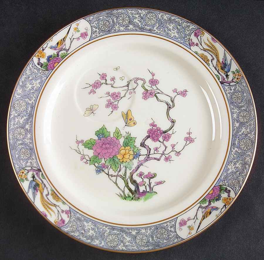 Ming-Birds (Older, Cream, Black Green Stamp) Snack Plate by Lenox-1