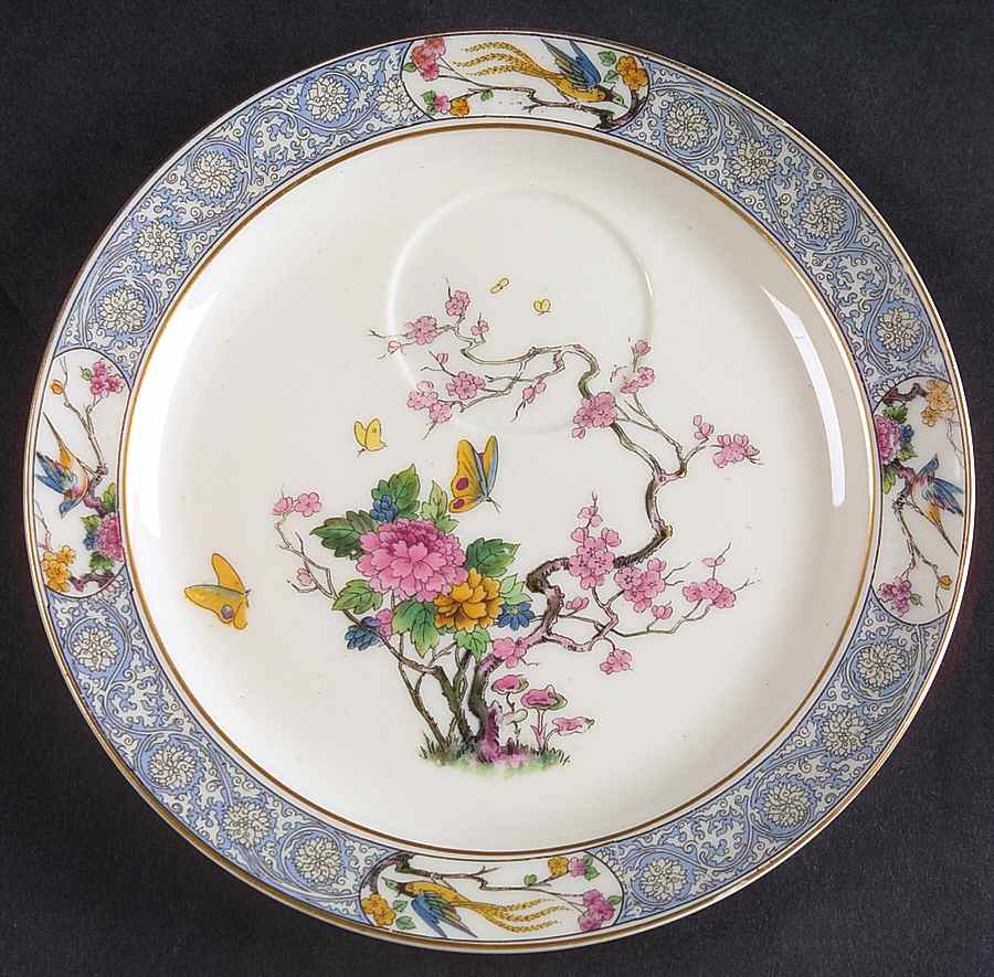 Ming-Birds (Older, Cream, Black Green Stamp) Snack Plate by Lenox-1