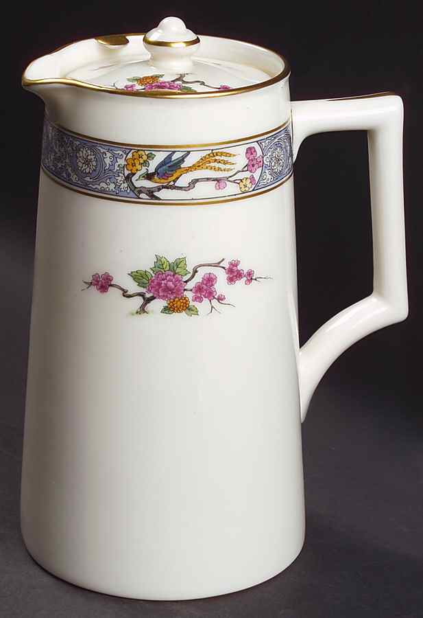Ming-Birds (Older, Cream, Black Green Stamp) 32 Oz Pitcher with Lid by Lenox-1