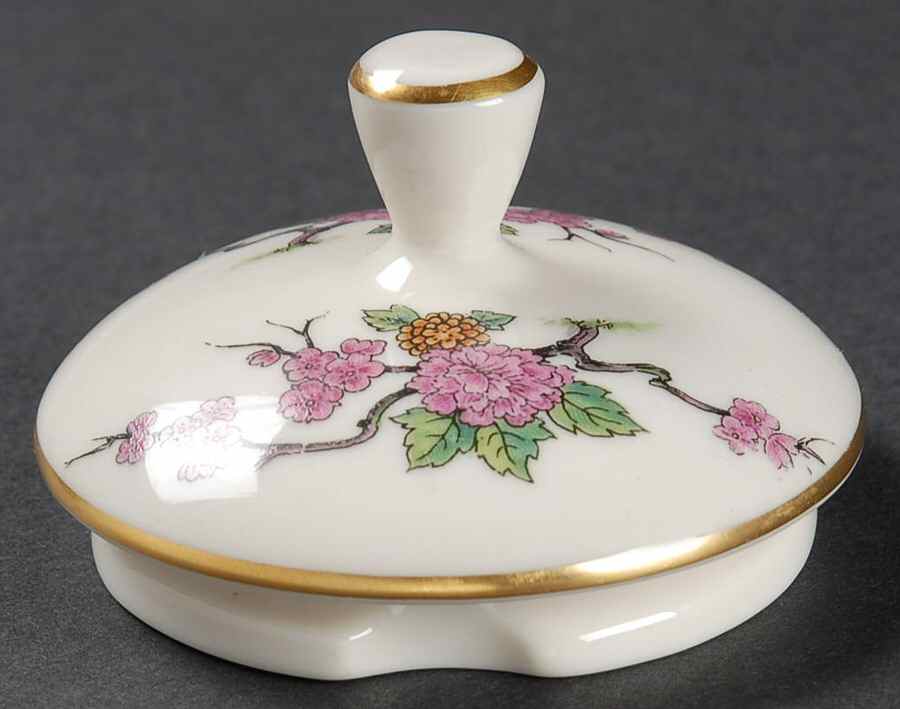 Ming-Birds (Older, Cream, Black Green Stamp) Lid for Shape 1960 Coffee Pot by Lenox-1