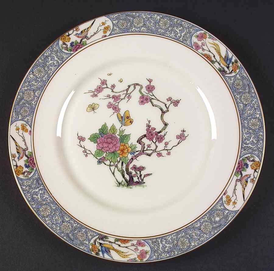 Ming-Birds (Older, Cream, Black Green Stamp) Service Plate (Charger) by Lenox-1