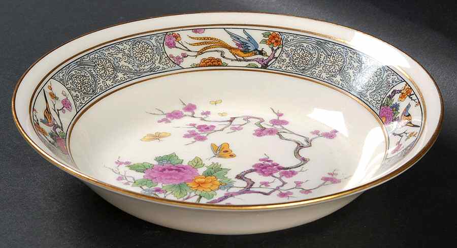 Ming-Birds (Older, Cream, Black Green Stamp) Coupe Soup Bowl by Lenox-1