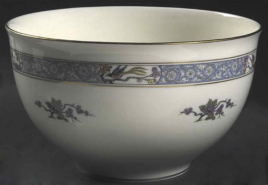 Ming-Birds (Older, Cream, Black Green Stamp) 9" Salad Serving Bowl by Lenox-1