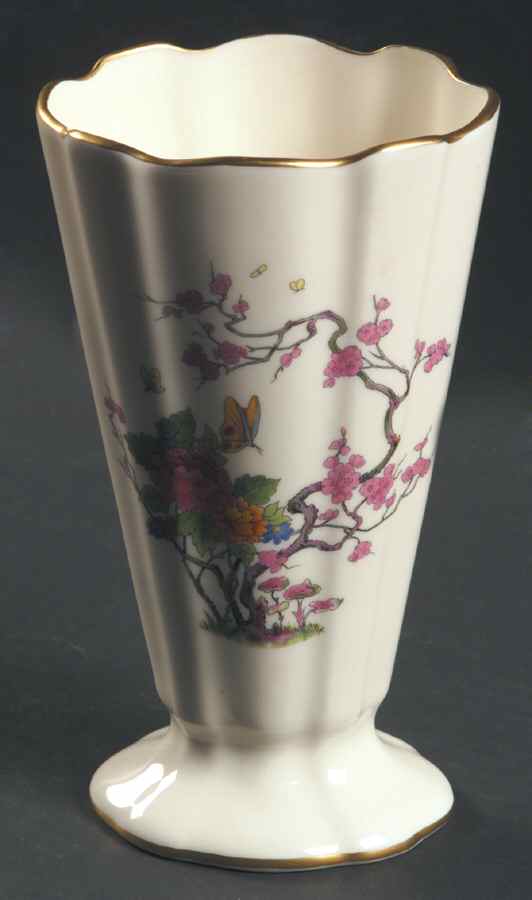 Ming-Birds (Older, Cream, Black Green Stamp) 7" Vase by Lenox-1