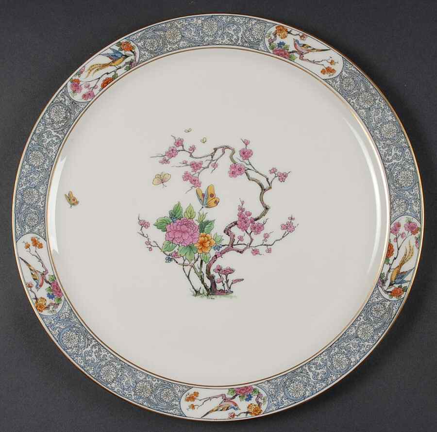 Ming-Birds (Older, Cream, Black Green Stamp) 12" Chop Plate (Round Platter) by Lenox-1