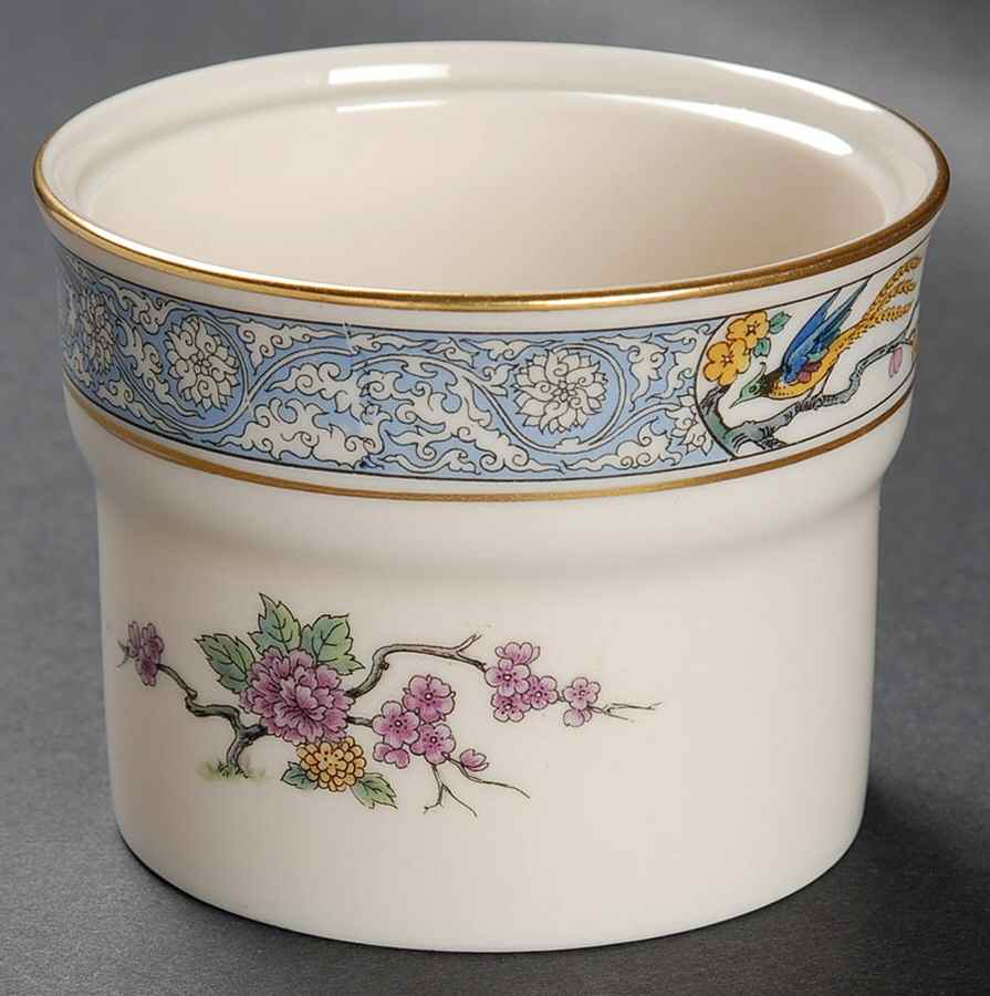 Ming-Birds (Older, Cream, Black Green Stamp) Jam/Jelly No Lid by Lenox-1