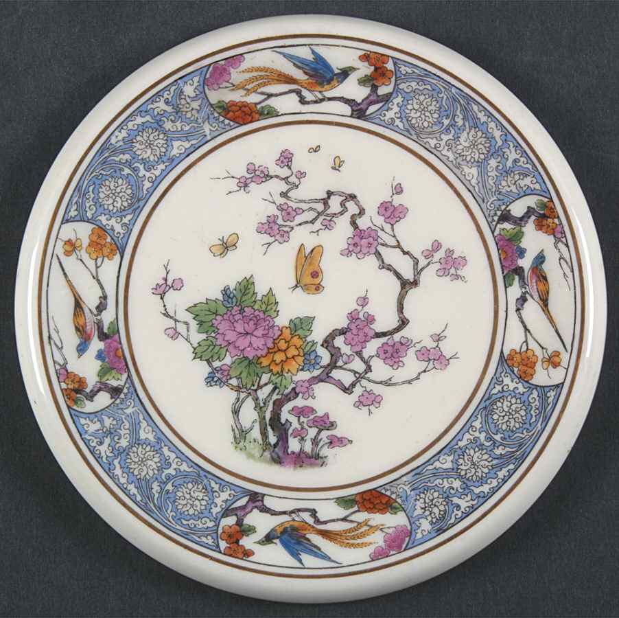 Ming-Birds (Older, Cream, Black Green Stamp) Tea Tile by Lenox-1