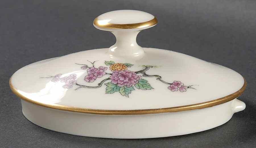 Ming-Birds (Older, Cream, Black Green Stamp) Lid for Shape 742 Small Teapot by Lenox-1