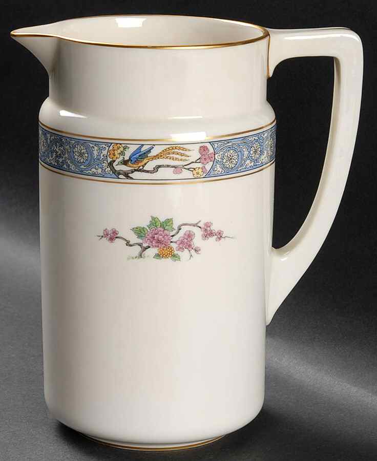Ming-Birds (Older, Cream, Black Green Stamp) 40 Oz Jug by Lenox-1