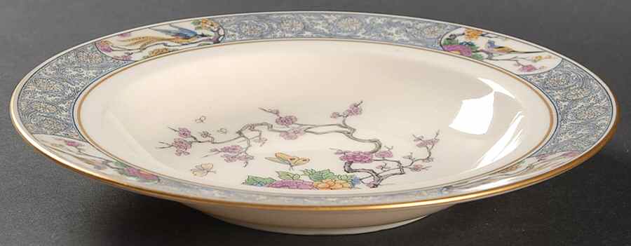 Ming-Birds (Older, Cream, Black Green Stamp) Rim Soup Bowl by Lenox-1