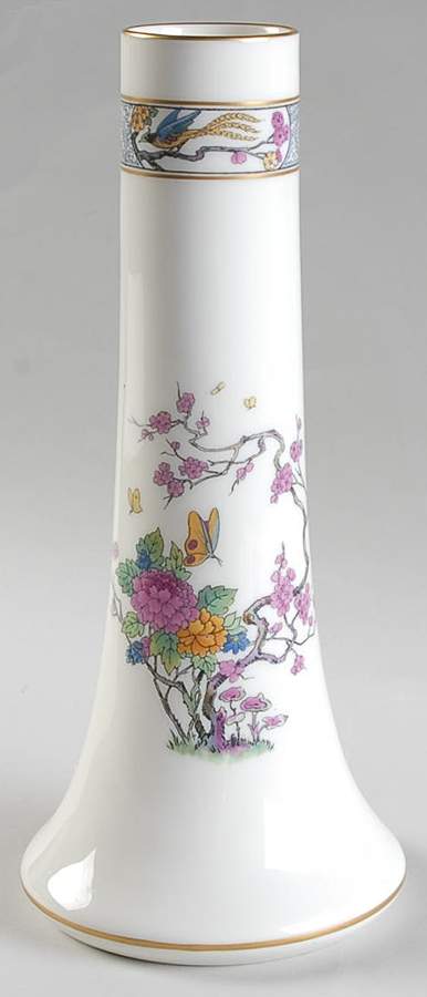 Ming-Birds (Older, Cream, Black Green Stamp) 9" Bud Vase by Lenox-1