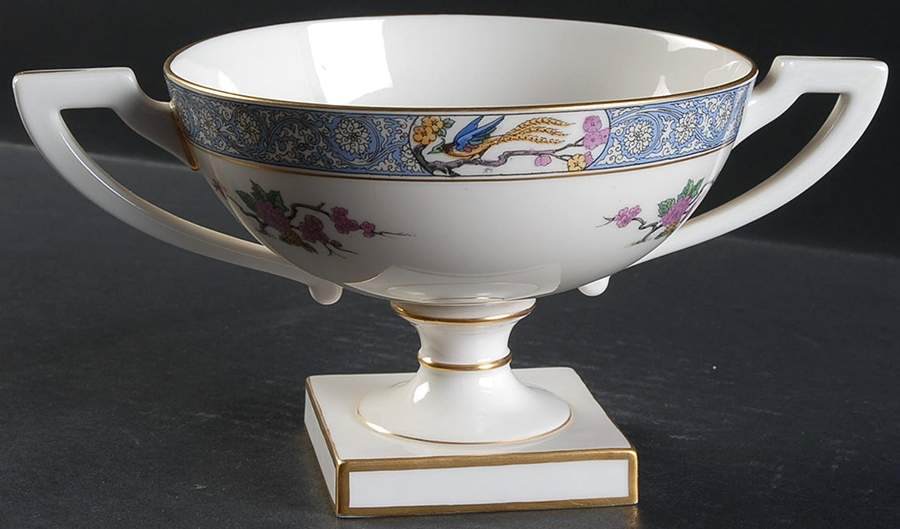 Ming-Birds (Older, Cream, Black Green Stamp) Colonial Bowl by Lenox-1