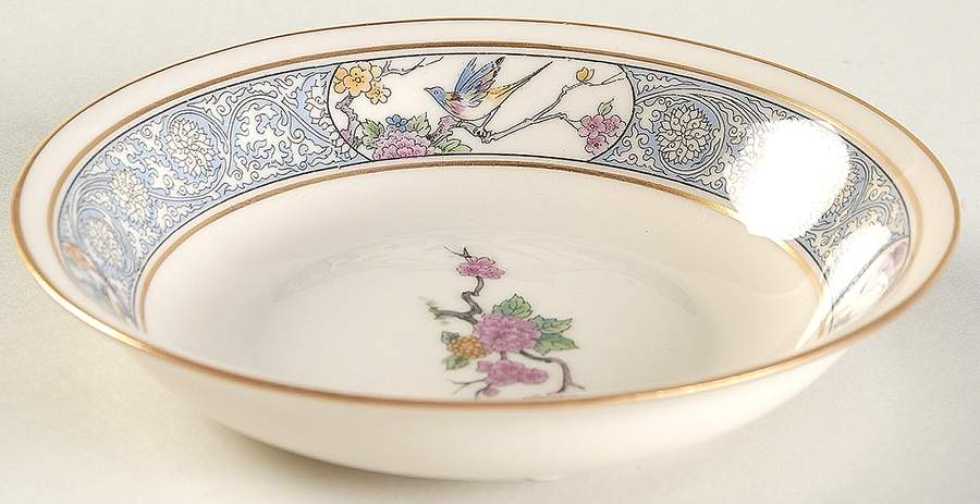 Ming-Birds (Older, Cream, Black Green Stamp) Fruit/Dessert (Sauce) Bowl by Lenox-1