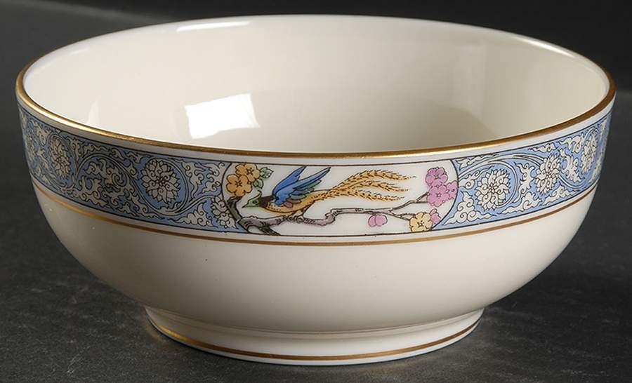 Ming-Birds (Older, Cream, Black Green Stamp) Coupe Cereal Bowl by Lenox-1
