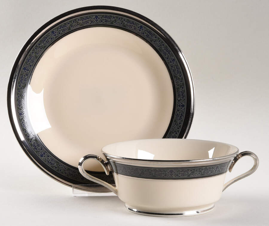 Moonlight Mood Footed Cream Soup & Dessert Plate/Saucer Set by Lenox-1