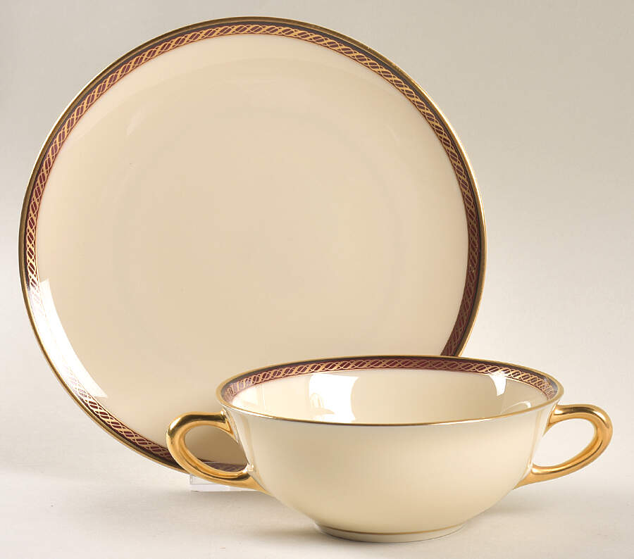 Monroe Flat Cream Soup Bowl & Saucer Set by Lenox-1