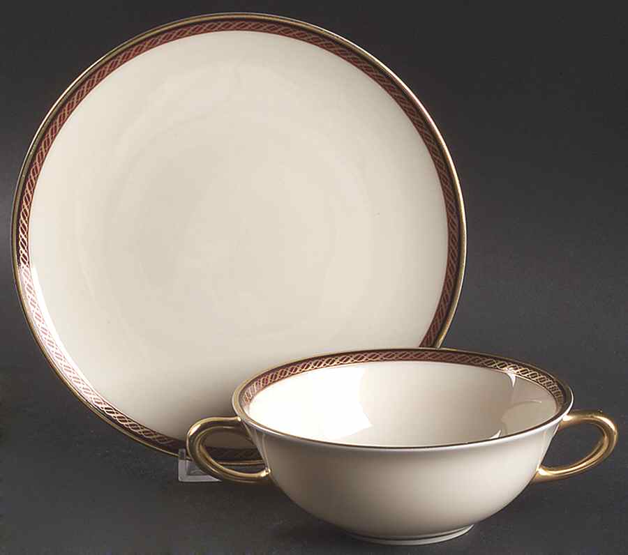 Monroe Flat Cream Soup Bowl & Saucer Set by Lenox-1