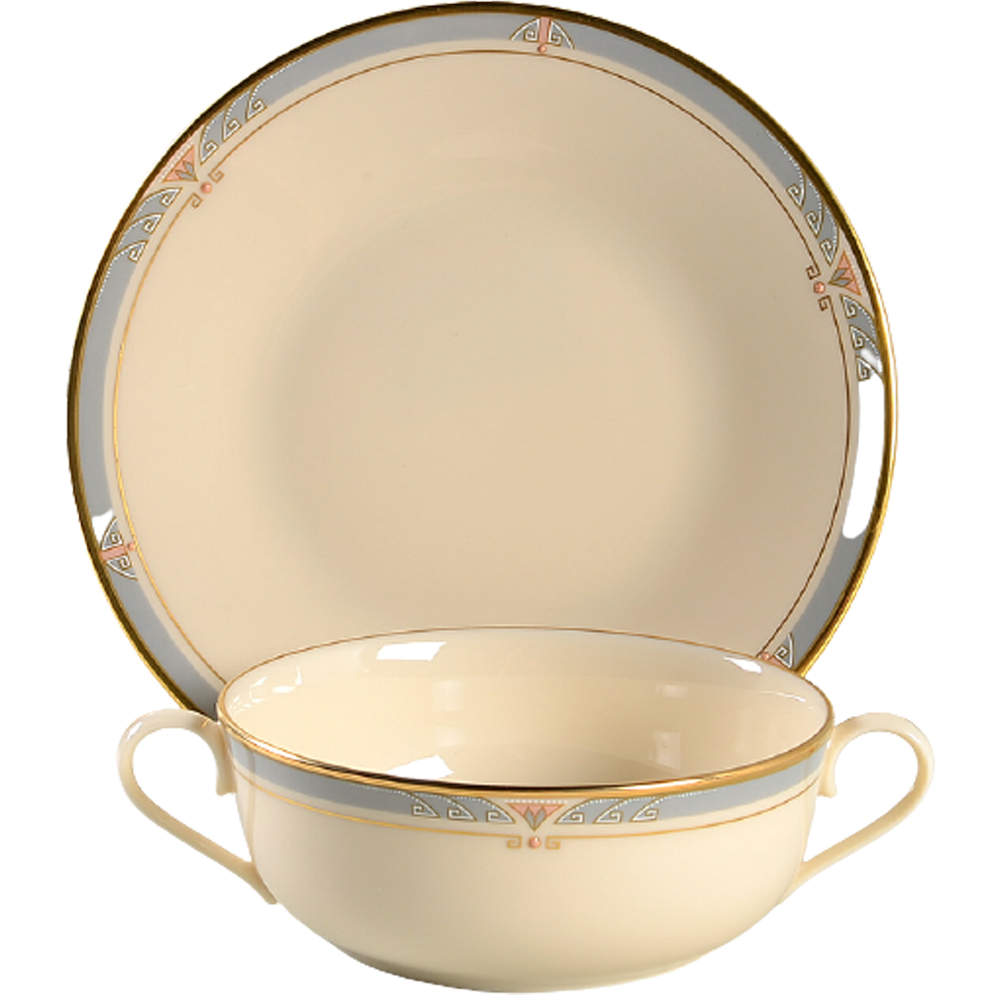 Monterey Flat Cream Soup Bowl & Saucer Set by Lenox-1