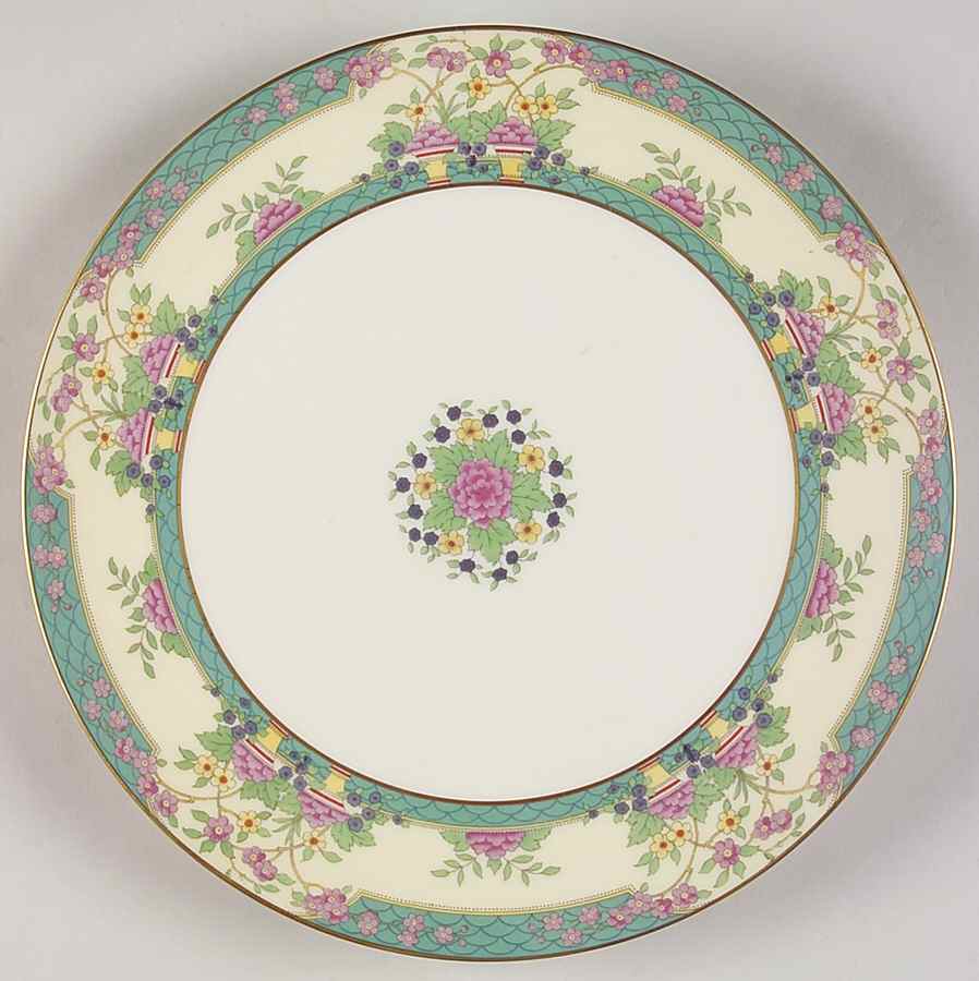 Monticello (Older Green) Large Footed Sandwich Plate by Lenox-1