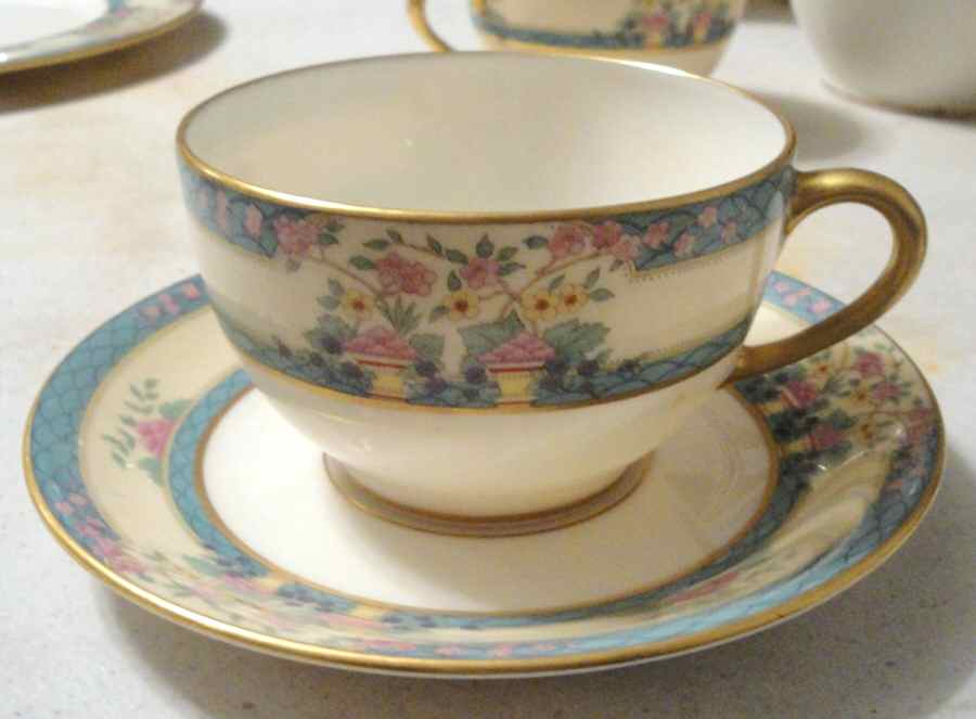 Monticello (Older Green) Footed Cup & Saucer Set by Lenox-1